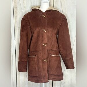 Vintage Lauren Ralph Lauren faux suede Duffle Jacket Toggle Closure size med EUC